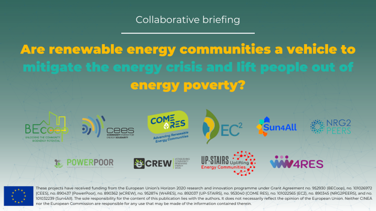 eCREW contributes in collaborative briefing: Are renewable energy communities a vehicle to mitigate the energy crisis and lift people out of energy poverty?